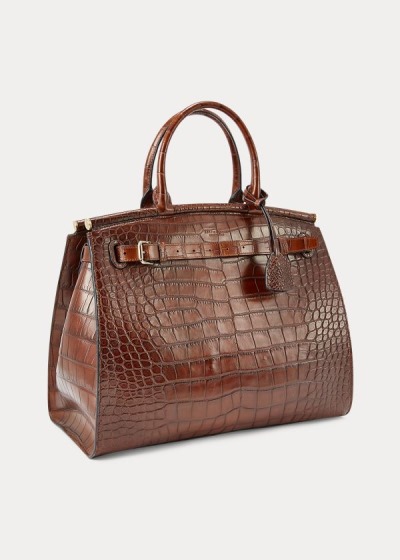 Bolsos De Mano Ralph Lauren Mujer Chocolate - Alligator Large RL50 - HWMGI4502